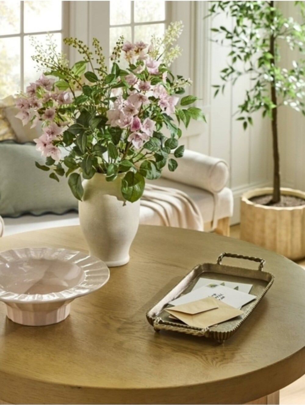 Studio McGee Peach Ceramic Scalloped Serving Bowl
